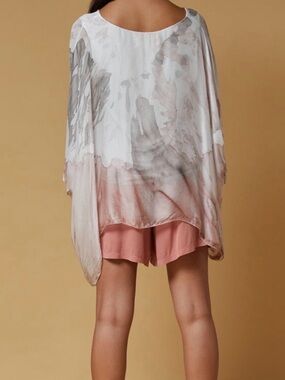 SCANDAL ITALY -Print Sheer Tunic in Gray and Taupe